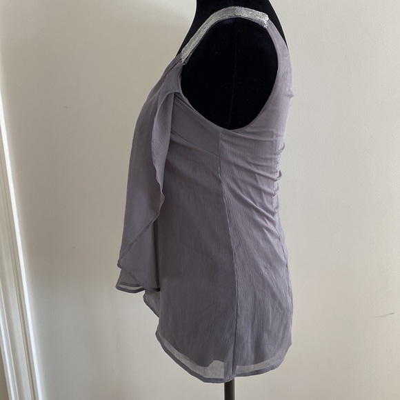 One shoulder top with sparkles on shoulder and sheer material - Picture 4 of 9